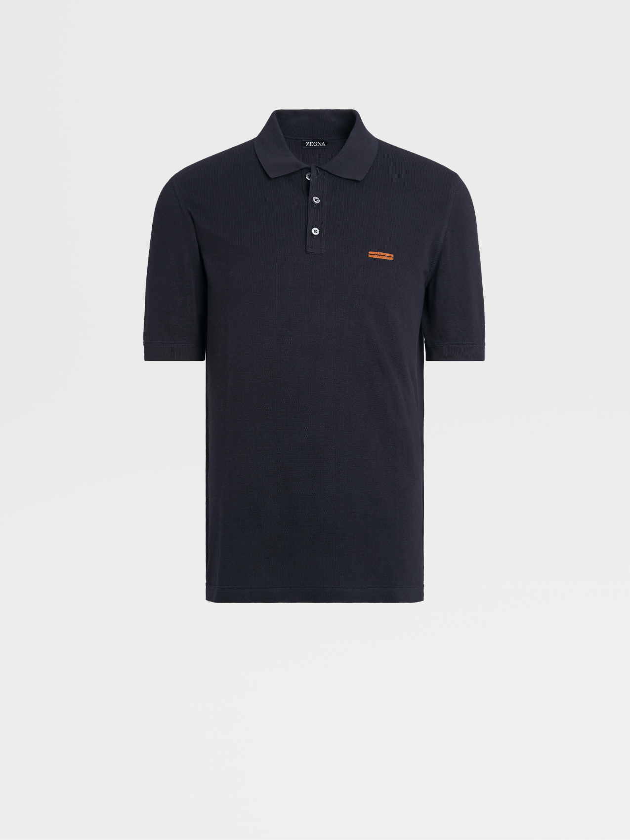 Navy Blue Pure Cotton Short-sleeve Knit Polo